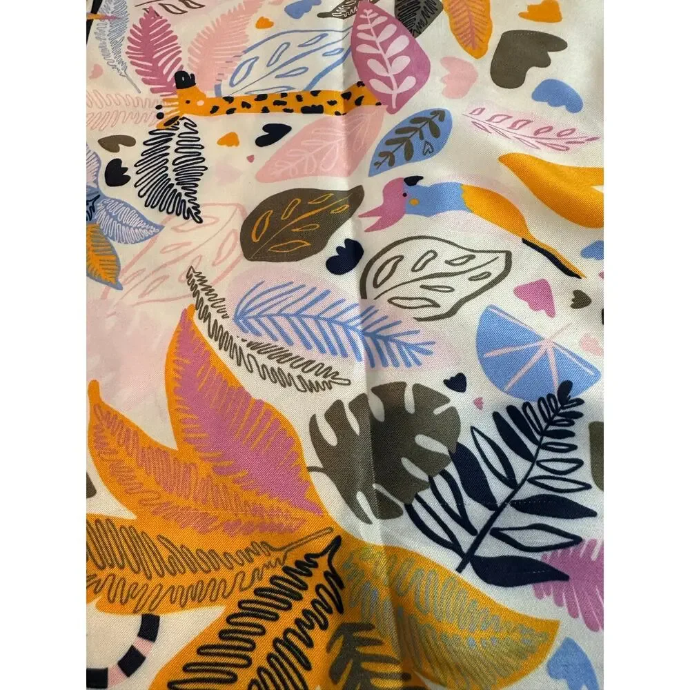 Women's Botanical Print Silky Square Scarf 21x22 Floral Head Neck Hair Wrap